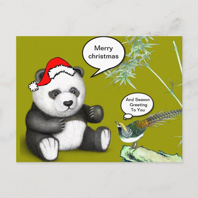 Cartes Pour Fêtes Annuelles Panda de Noël (Devant)