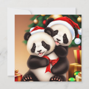 Cartes Pour Fêtes Annuelles Panda de Noël
