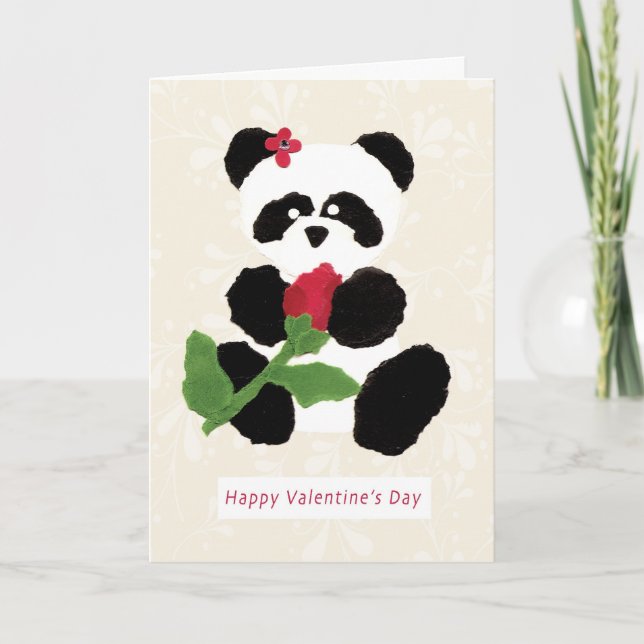Cartes Pour Fêtes Annuelles Panda de Saint-Valentin (Devant)