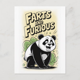 Cartes Pour Fêtes Annuelles Panda faisant un Pet sur un Fond Blanc