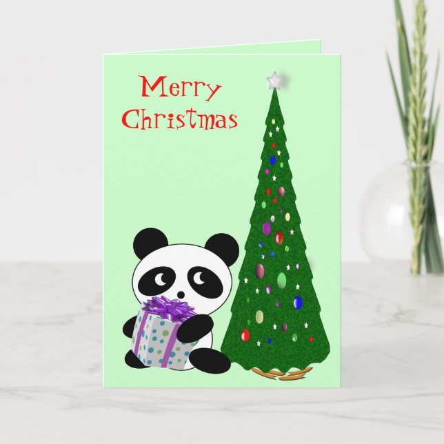 Cartes Pour Fêtes Annuelles Panda Noël (Devant)