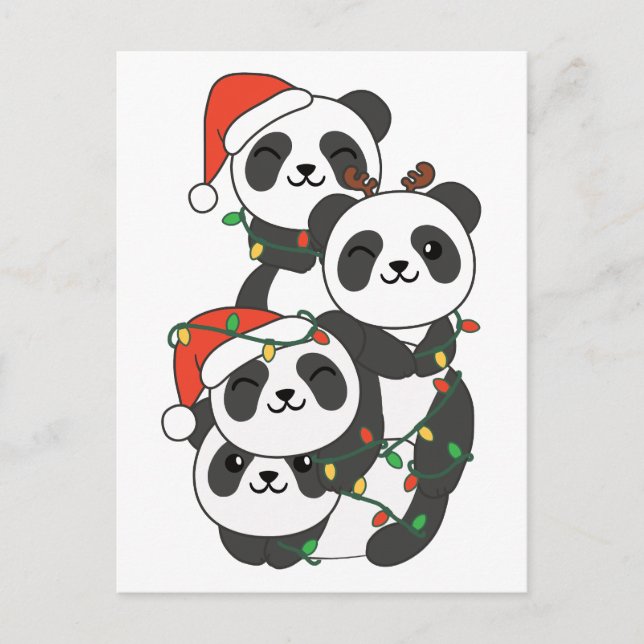 Cartes Pour Fêtes Annuelles Panda Noël Arbre Animaux de Noël Pandas Holi (Devant)