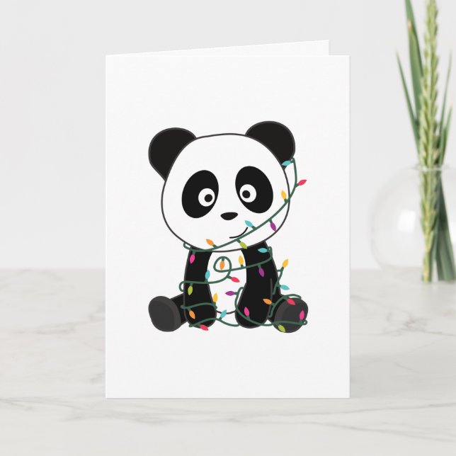 Cartes Pour Fêtes Annuelles Panda Noël Neige Hiver Animaux Pandas Adulte C (Devant)