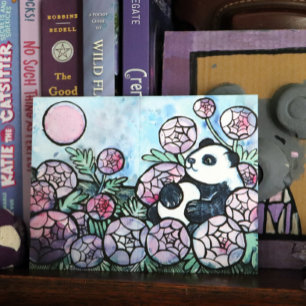 Cartes Pour Fêtes Annuelles Panda Ours Violet Fleurs Amateurs de la nature