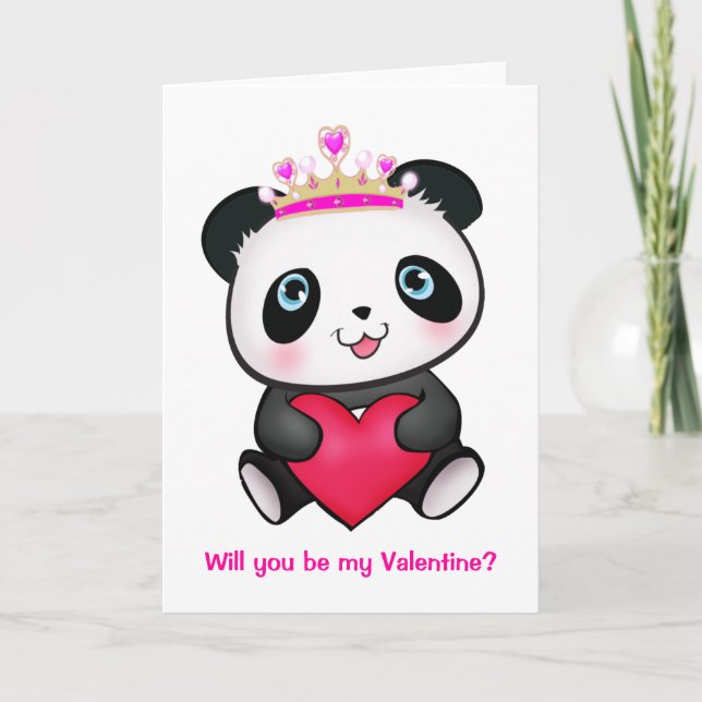 Cartes Pour Fêtes Annuelles Panda Princess Panda Heart Valentine Cute Girl Car (Devant)