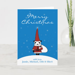 Cartes Pour Fêtes Annuelles Panda wearing Santa Claus costume and standing