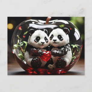 Cartes Pour Fêtes Annuelles Pandas dans le coeur de verre