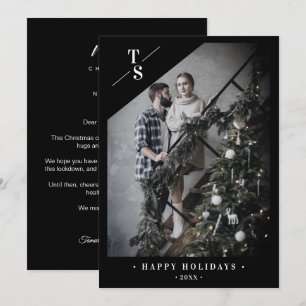 Cartes Pour Fêtes Annuelles Pandémie moderne Noir Joyeux Vacances Personnalisé