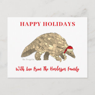 Cartes Pour Fêtes Annuelles Pangolin de Noël mignon personnalisé