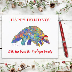 Cartes Pour Fêtes Annuelles Pangolin Noël mignonne Espèces en voie de disparit