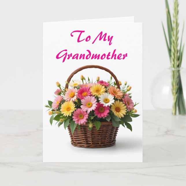 Cartes Pour Fêtes Annuelles Panier de fleurs Fête des Mères Grand-mère (Devant)