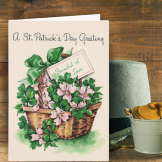 Cartes Pour Fêtes Annuelles Panier de fleurs vintage rétro Saint-Patrick