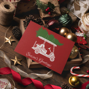 Cartes Pour Fêtes Annuelles Panier de golf avec sapin de Noël ・ Minimaliste ro