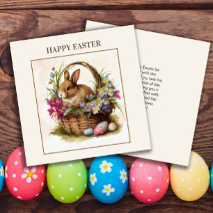 Cartes Pour Fêtes Annuelles Panier de lapin vintage Joyeuses Pâques Nom de la 