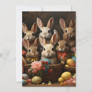 Cartes Pour Fêtes Annuelles Panier de Pâques de printemps vintage Lapin Hop