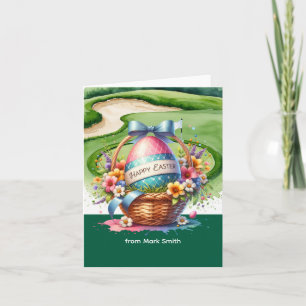 Cartes Pour Fêtes Annuelles Panier de Pâques sur terrain de golf pour golfeurs