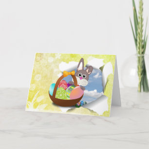 Cartes Pour Fêtes Annuelles Panier d'oeufs de lapin de Pâques