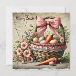 Cartes Pour Fêtes Annuelles Panier en dentelle rustique à l'aquarelle avec des