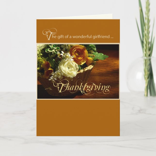 Cartes Pour Fêtes Annuelles Panier Fleur Thanksgiving (Devant)