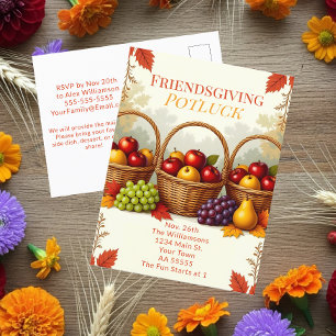 Cartes Pour Fêtes Annuelles Paniers rustiques de pommes Amical Potluck