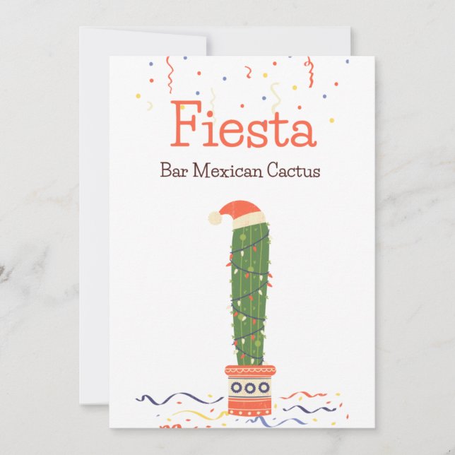 Cartes Pour Fêtes Annuelles Panneau de table Cactus Fiesta Nourriture Mexicain (Devant)