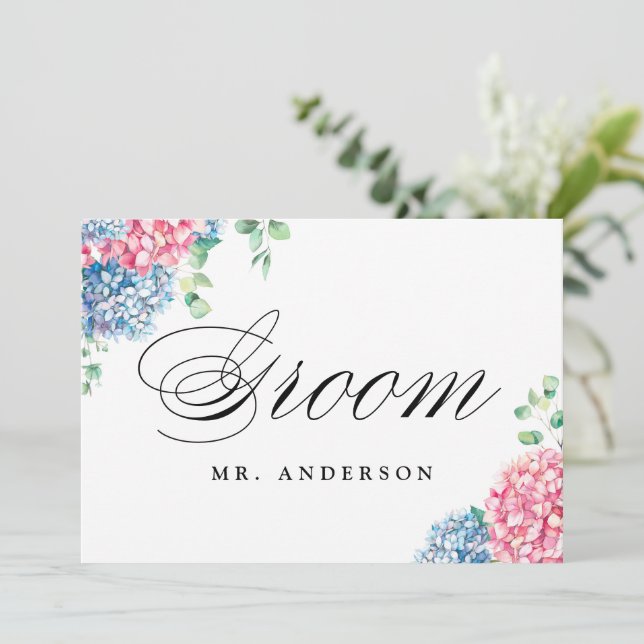 Cartes Pour Fêtes Annuelles Panneau Mariage de chambre rose et bleu (Debout devant)