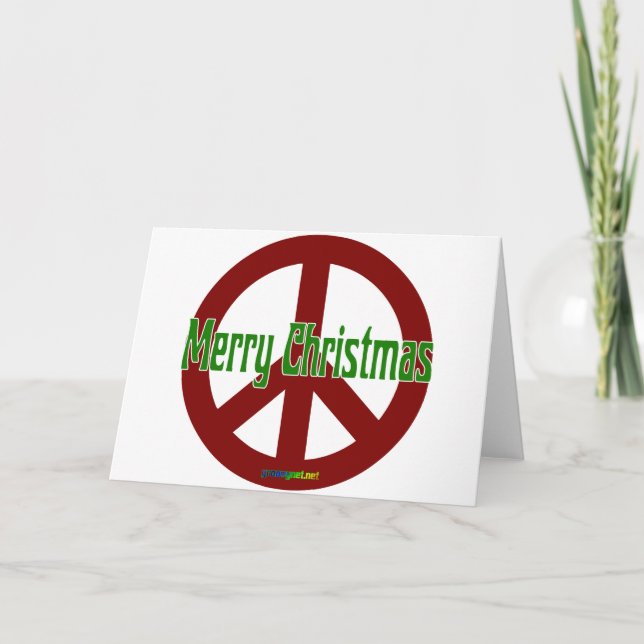Cartes Pour Fêtes Annuelles Panneau Paix Rouge avec Joyeux Noël (Devant)