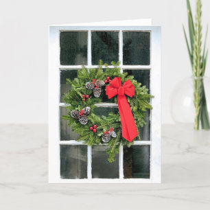 Cartes Pour Fêtes Annuelles Panneaux de fenêtre - couronne de Noël