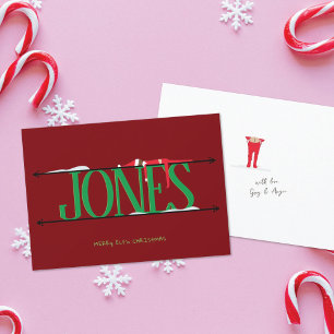 Cartes Pour Fêtes Annuelles Panneaux de nom de farces de lutin rouge et vert N