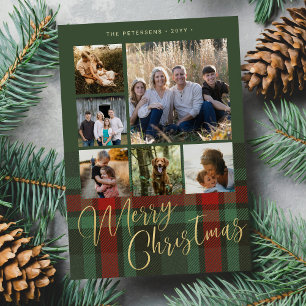 Cartes Pour Fêtes Annuelles Pantalon vert rouge photo collage joyeux Noël