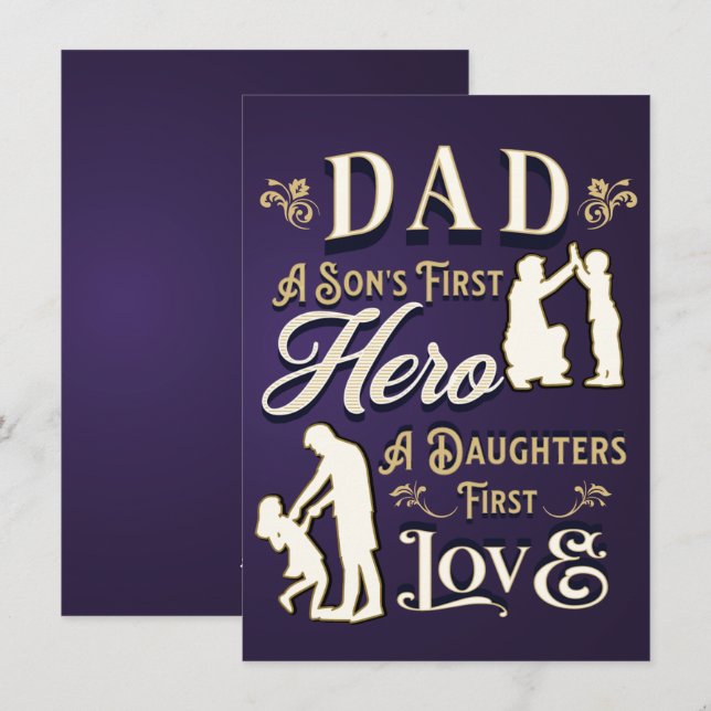 Cartes Pour Fêtes Annuelles Papa A Son's First A Daughter First Love (Devant / Derrière)