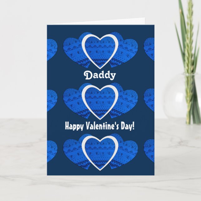 Cartes Pour Fêtes Annuelles Papa / Heureuse Sainte-Valentin - Coeurs Bleus (Devant)