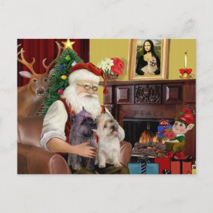 Cartes Pour Fêtes Annuelles Papa Noël à la maison - Terriers Cairn (deux)