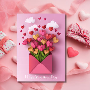 Cartes Pour Fêtes Annuelles Papercut Heart and Clouds Salutation de Valentine