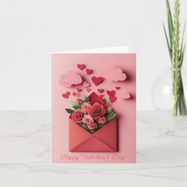 Cartes Pour Fêtes Annuelles Papercut Heart and Flowers Valentine's Greeting (Devant)