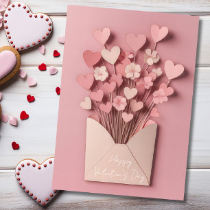 Cartes Pour Fêtes Annuelles Papercut Heart and Flowers Valentine's Greeting