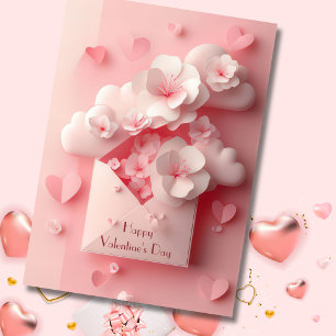 Cartes Pour Fêtes Annuelles Papercut Heart and Flowers Valentine's Greeting