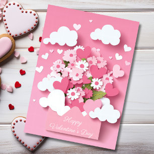 Cartes Pour Fêtes Annuelles Papercut Heart and Flowers Valentine's Greeting