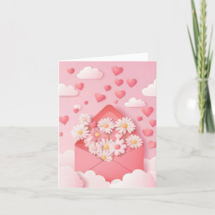 Cartes Pour Fêtes Annuelles Papercut Heart and Flowers Valentine's Greeting
