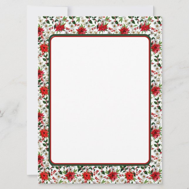 Cartes Pour Fêtes Annuelles Papeterie de Noël à l'euphorbe et au houx (Devant)