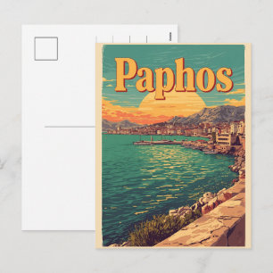Cartes Pour Fêtes Annuelles Paphos Ville, coucher de soleil - Souvenir de voya