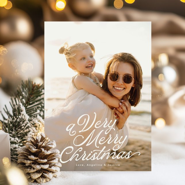 Cartes Pour Fêtes Annuelles Papier blanc superposer une photo très joyeux (Créateur téléchargé)