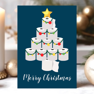 Cartes Pour Fêtes Annuelles Papier de toilette bleu Arbre de Noël Drôle