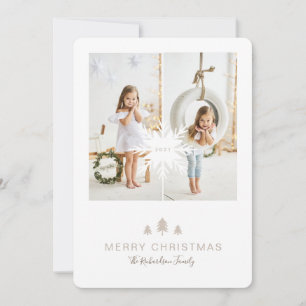 Cartes Pour Fêtes Annuelles Papier Kraft Arbre de Noël et Flocon de neige 2 Ph