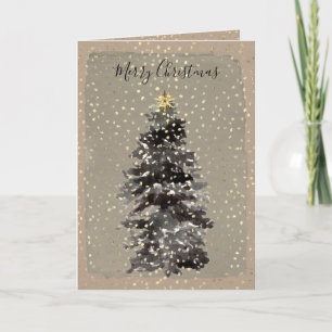 Cartes Pour Fêtes Annuelles Papier Kraft Arbre d'épinette de vacances en chute