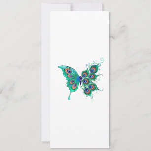Cartes Pour Fêtes Annuelles Papillon aux plumes de paon vert