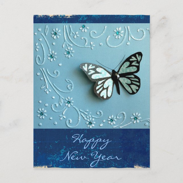 Cartes Pour Fêtes Annuelles Papillon bleu (Devant)