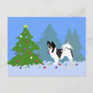 Cartes Pour Fêtes Annuelles Papillon Dog Decorating Christmas Tree in Forest
