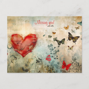 Cartes Pour Fêtes Annuelles Papillon et coeur qui vous manquent