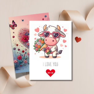 Cartes Pour Fêtes Annuelles Papillon   I Love You Happy Cow Valentine's Day